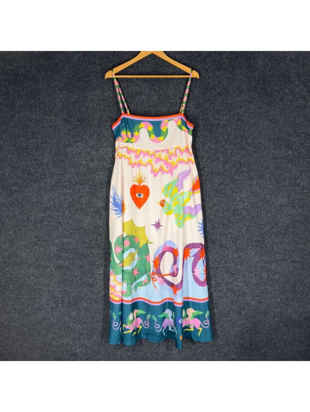 Unbranded Dress Women XL White Graphic Print Maxi Long Sleeveless Square Neck - Picture 3 of 8